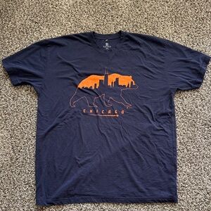 Navy Blue Graphic T-Shirt with Orange Design